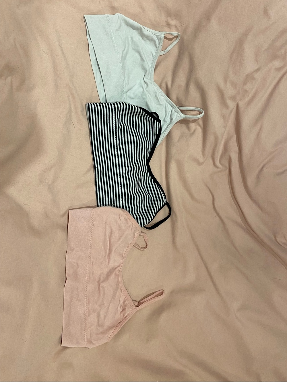 Nicole Miller Trio Bralette Set in White, Black & Pink